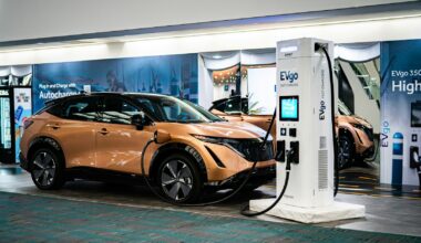 an electric car plugged into a charging station