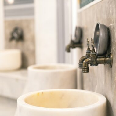 a sink with a faucet