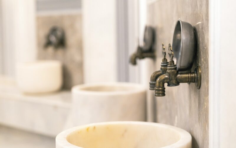 a sink with a faucet